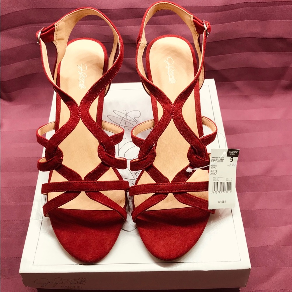 *NEW* Jaclyn Smith STRAPPY Red Dress heels NIB
